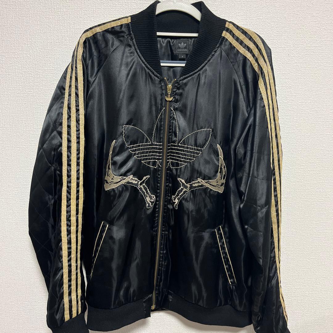 【希少】アディダス オリジナルス スカルボーン スカジャン 黒×金 XL