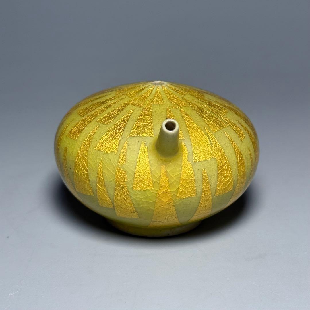 小野 珀子 釉裏金彩 水滴 共箱有り 県重要無形文化財 人気作品 名品