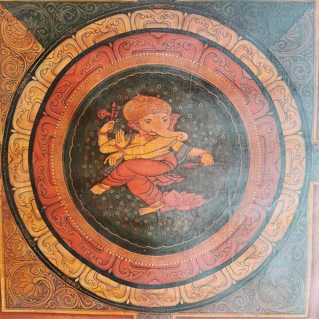 ガネーシャ　曼荼羅：　タンカ　仏画（額縁なし）