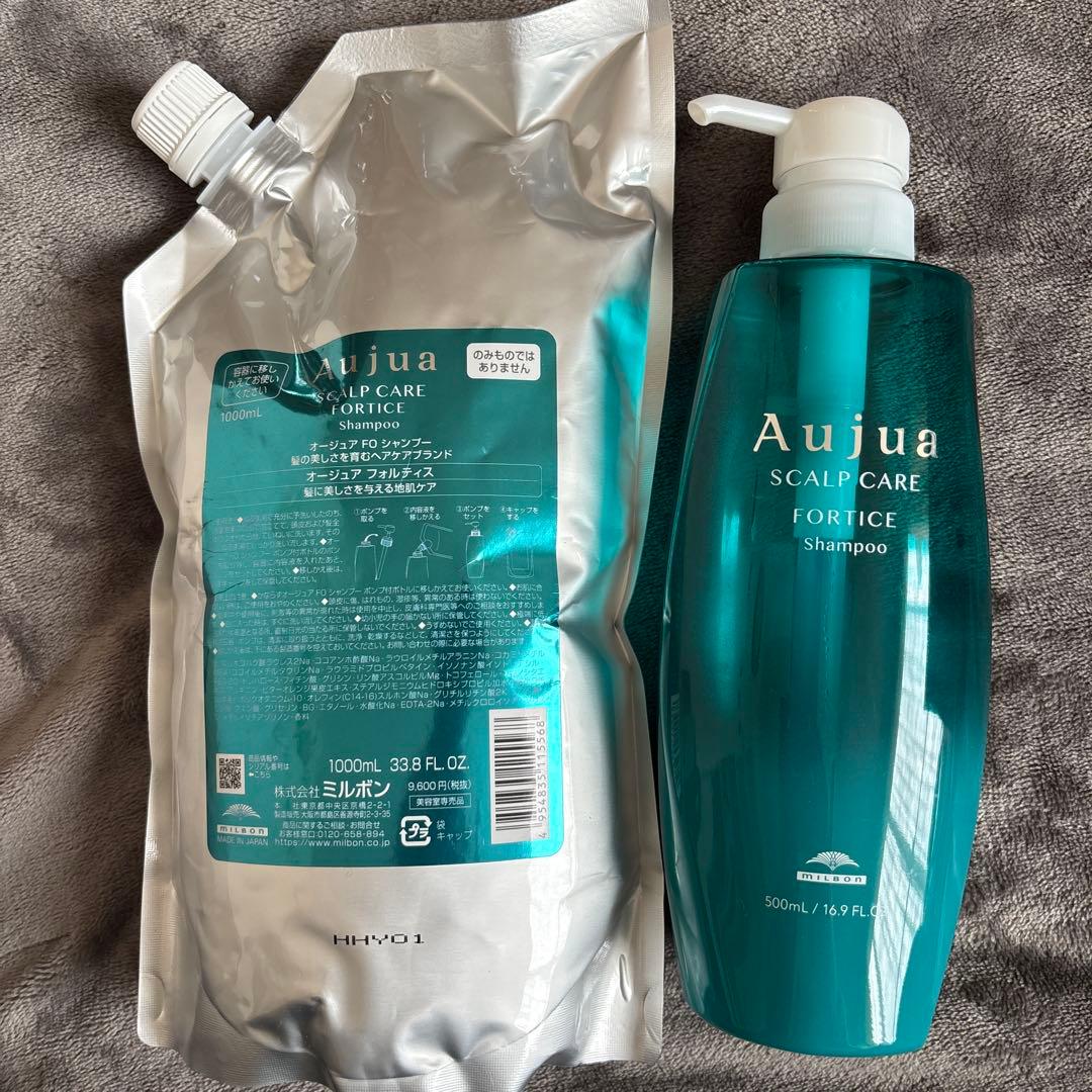 Aujua FO フォルティス シャンプー 1000ml　詰替＆空ボトル　セット