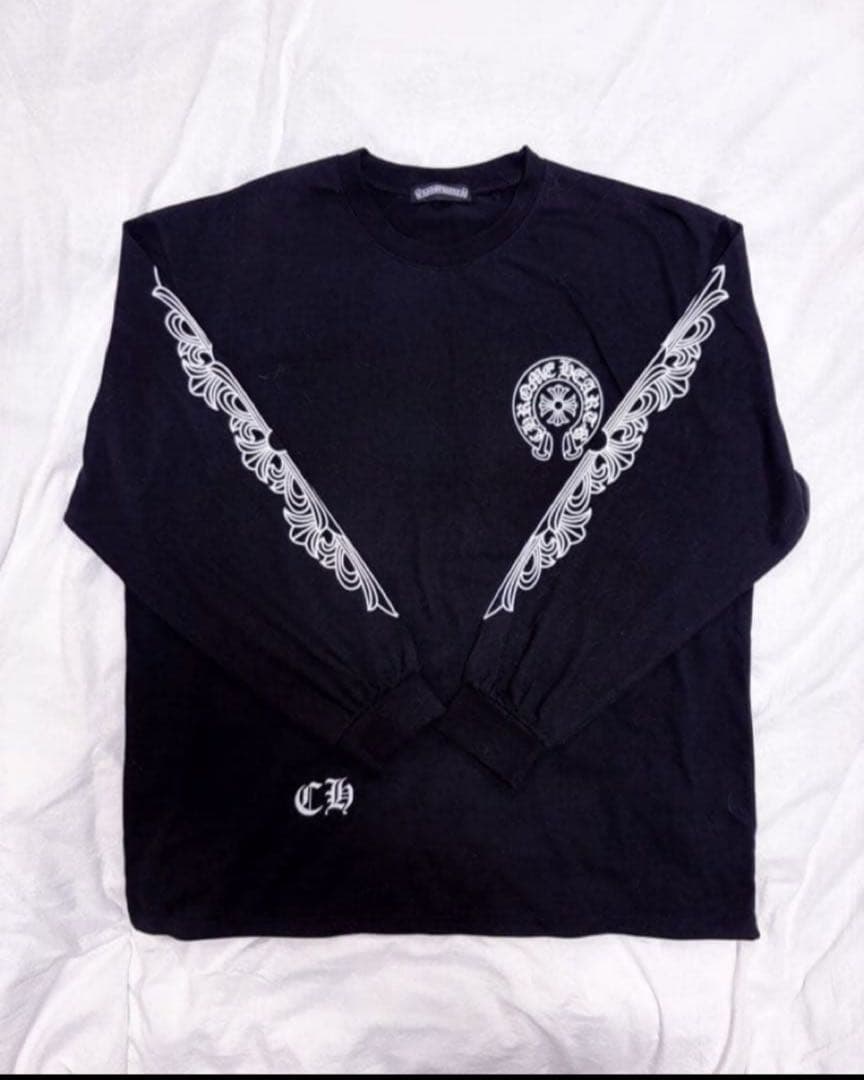クロムハーツ　フローラルホースシュー長袖Tシャツ カットソー XL BLACK