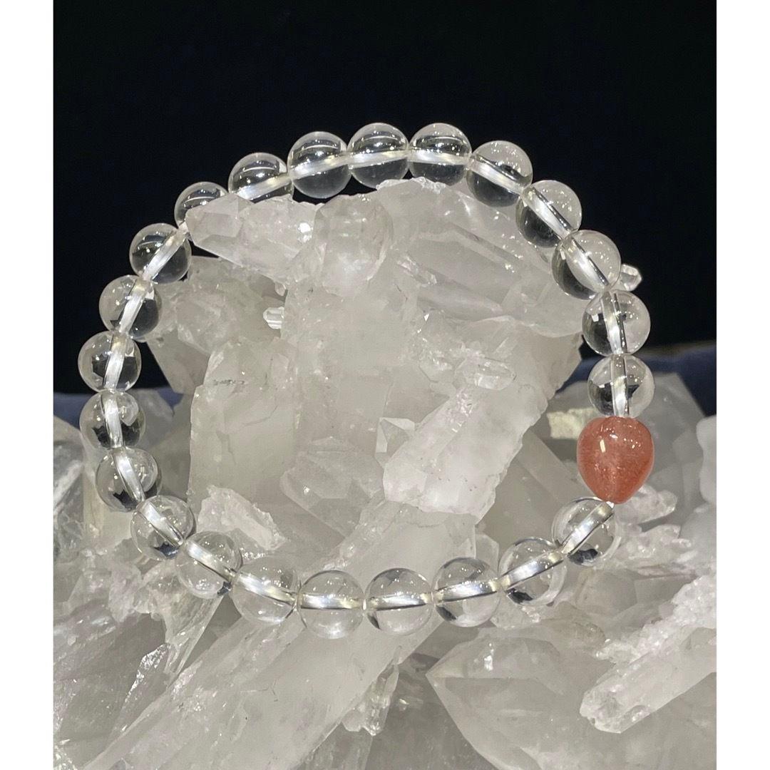 カザフスタン産　ストロベリークォーツ＆天然本水晶ブレスレット