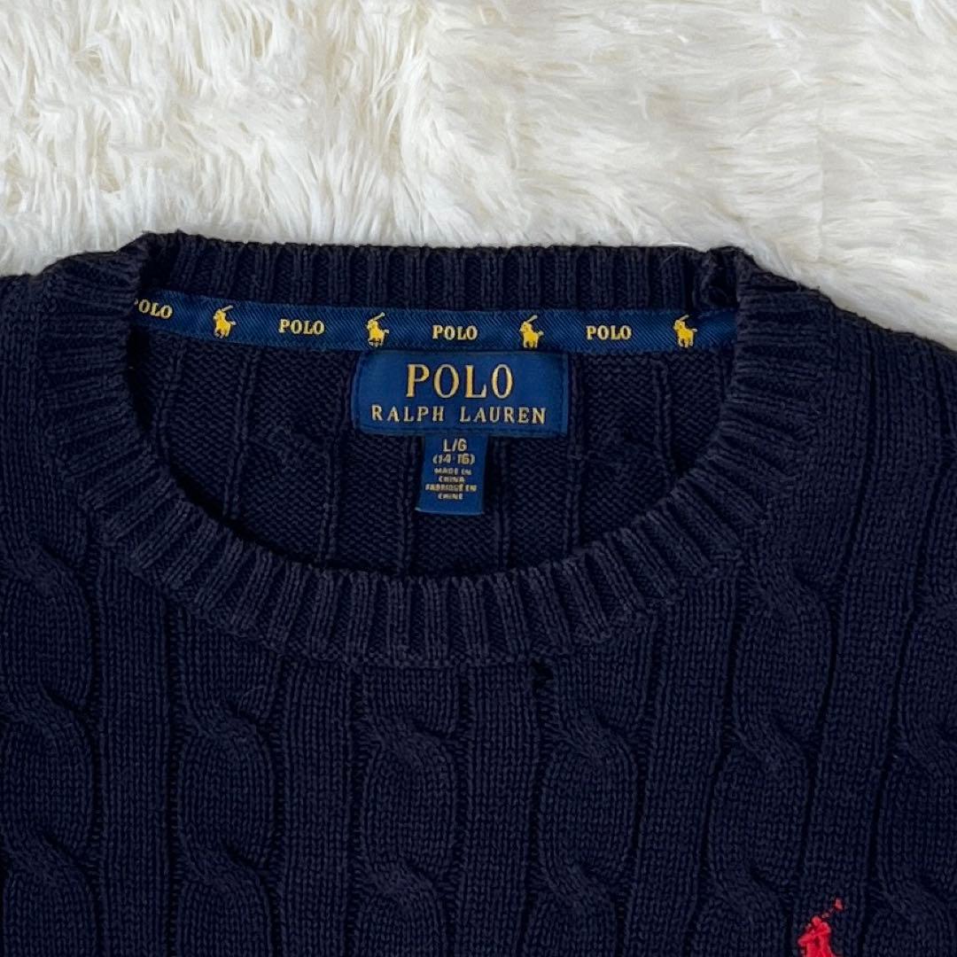 Ralph Lauren】ケーブルニット ネイビー レッドポニーS - メルカリ