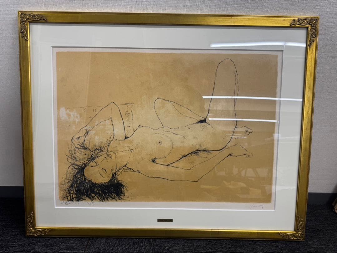 リトグラフ ジャン・ジャンセン　横たわるベロニック　直筆サイン リトグラフ ジャン・ジャンセン 横たわるベロニック 直筆サイン - メルカリ