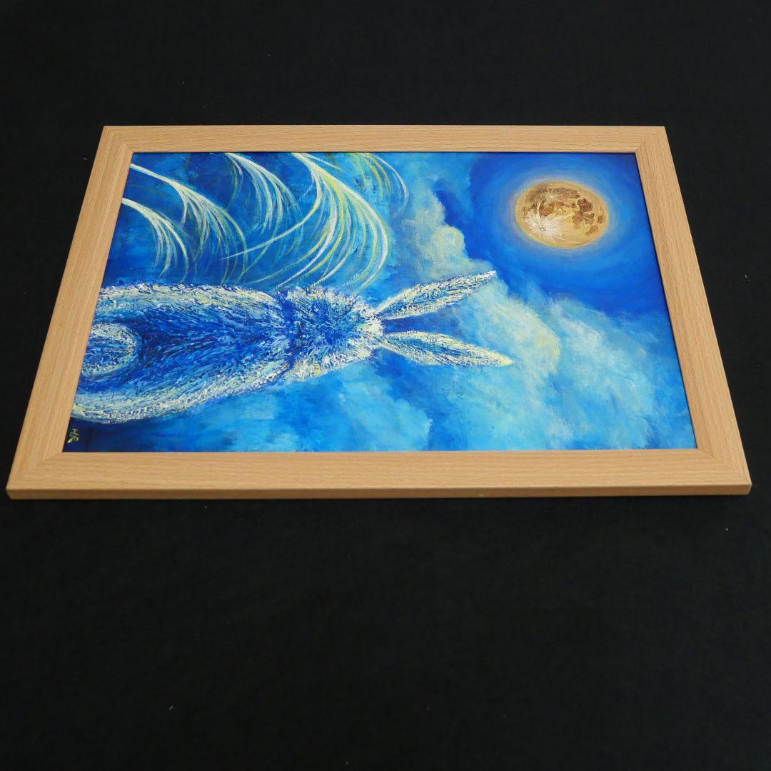 油絵 油彩 油彩画 絵 絵画【お月見うさぎ】 - メルカリ