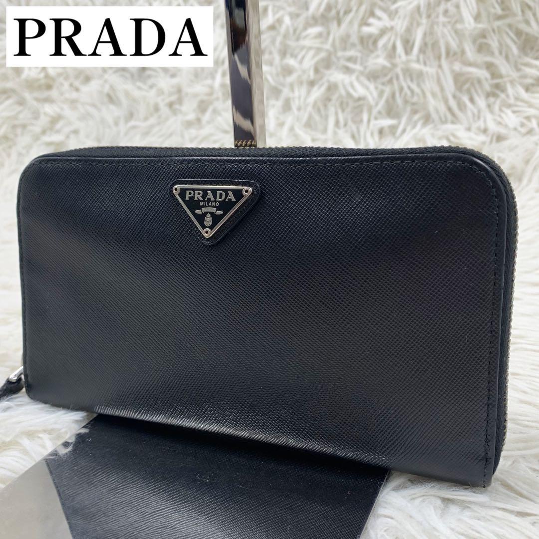 【✨美品✨】プラダ 長財布 ラウンドジップ 三角ロゴ サフィアーノ ブラック