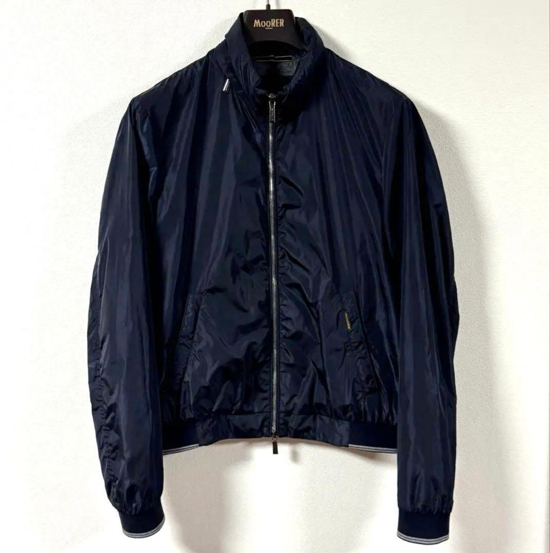 怪獣✨美品✨MooRER ナイロンブルゾン　ネイビー　46 スタンドカラー