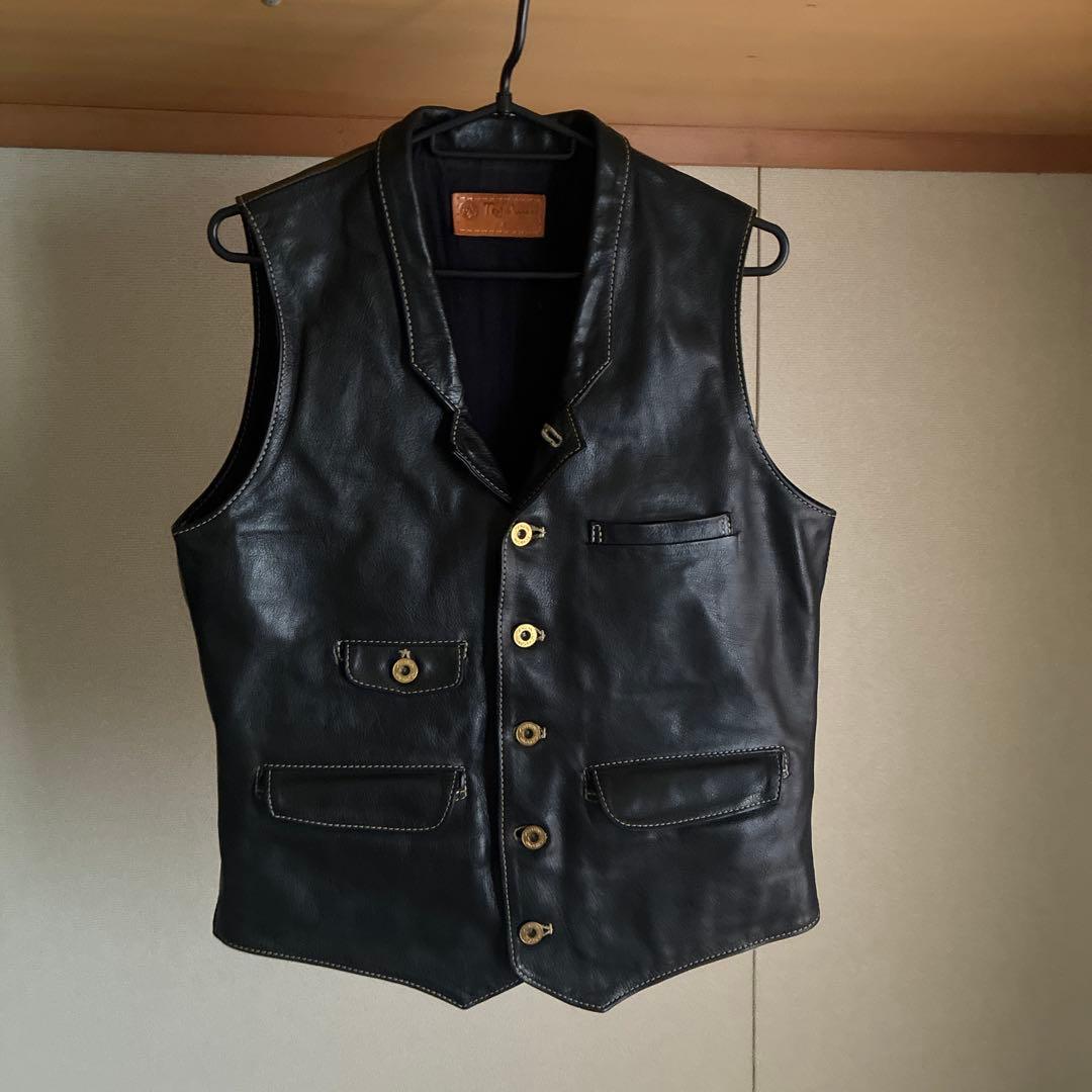 天神ワークス　レザーベスト サイズ36