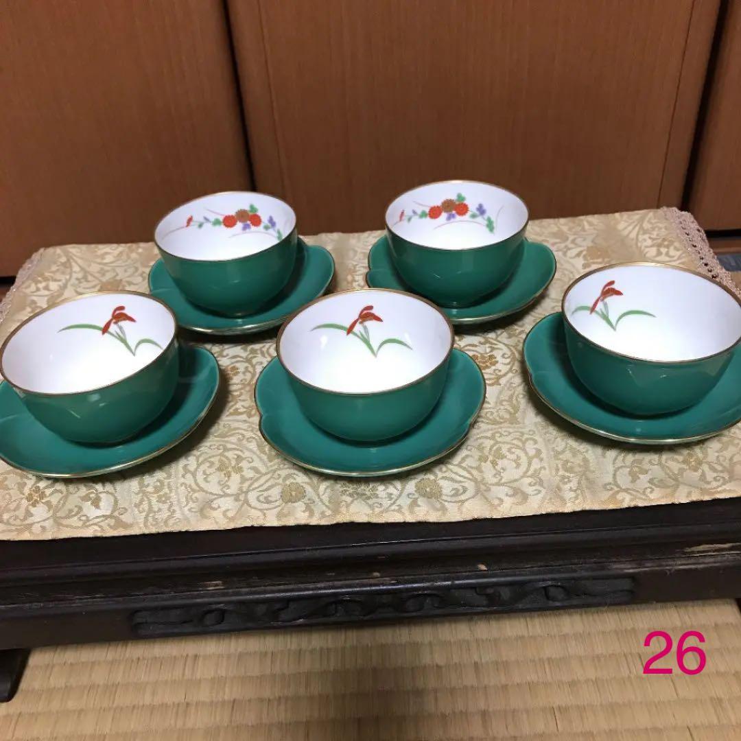 【新品未使用】有田焼香蘭社　湯呑み茶托五客セット