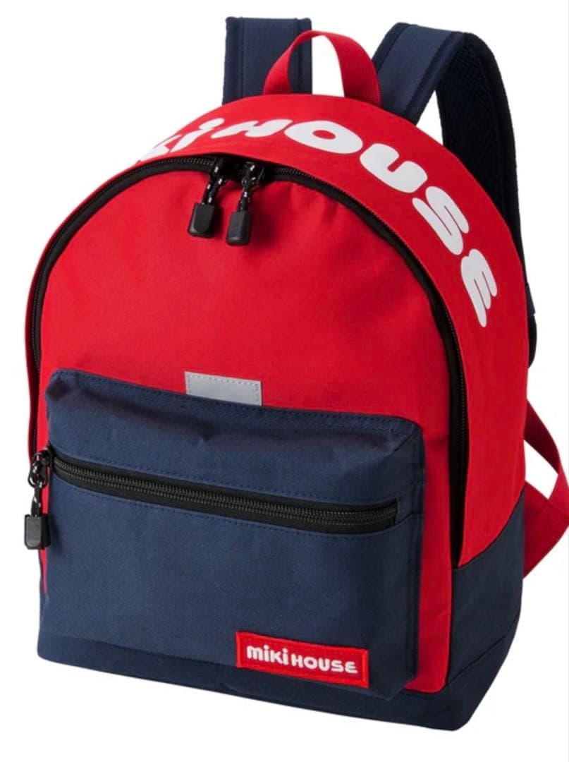 【新品未使用！】ミキハウスリュック 赤/紺　Mサイズ
