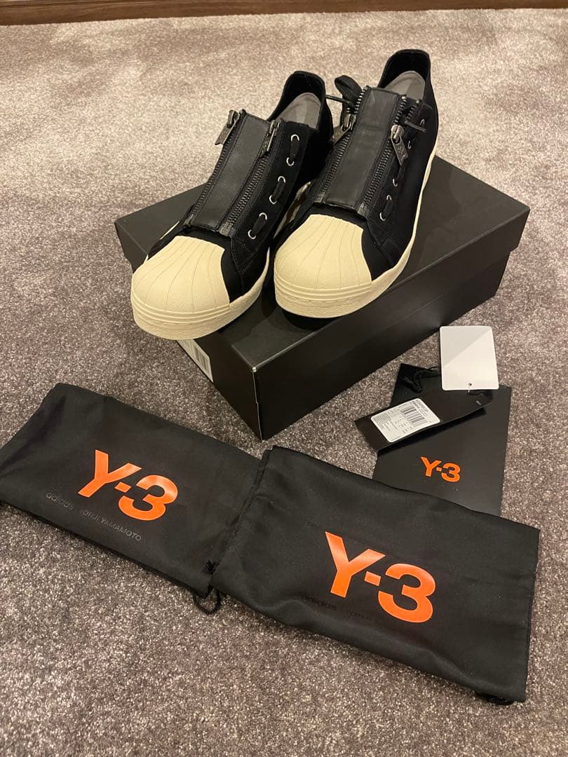 Y-3 ジッパースニーカー ブラック/アイボリー