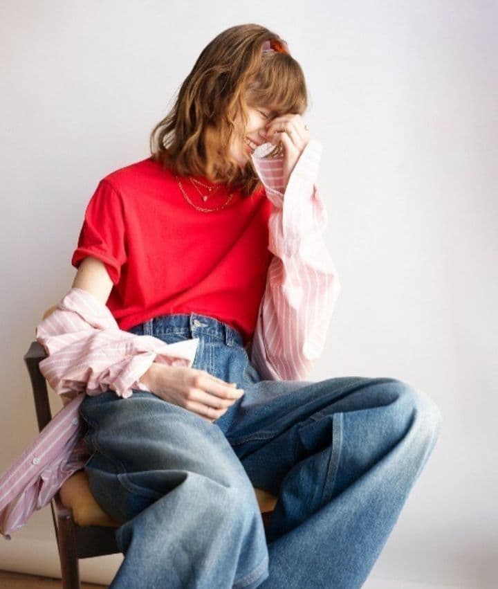 THE SHINZONE NOCOLLAR SHIRTS ピンクストライプ - メルカリ