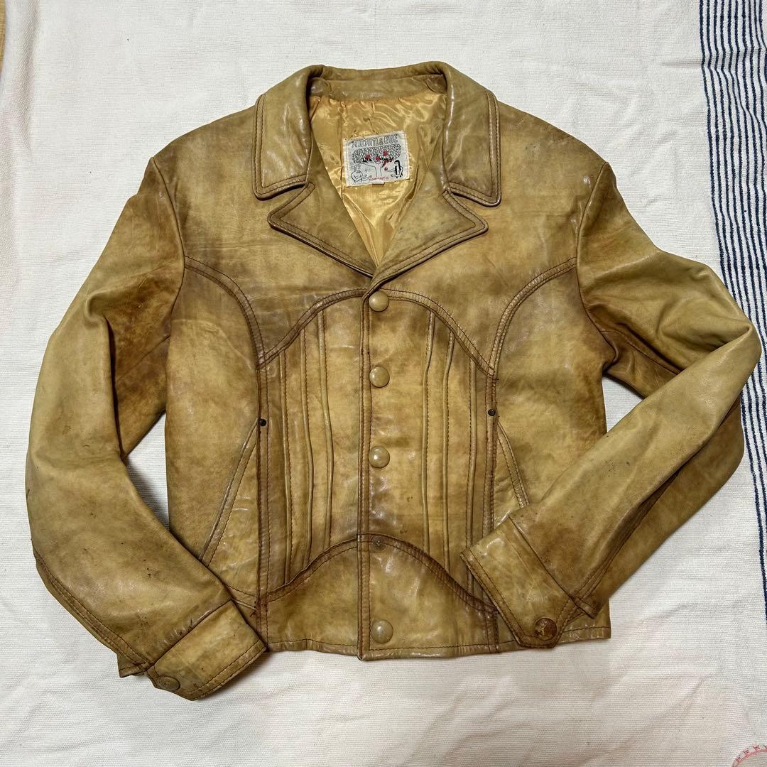 70s vintage レザージャケット シングル 鬼フェード y2k 短丈