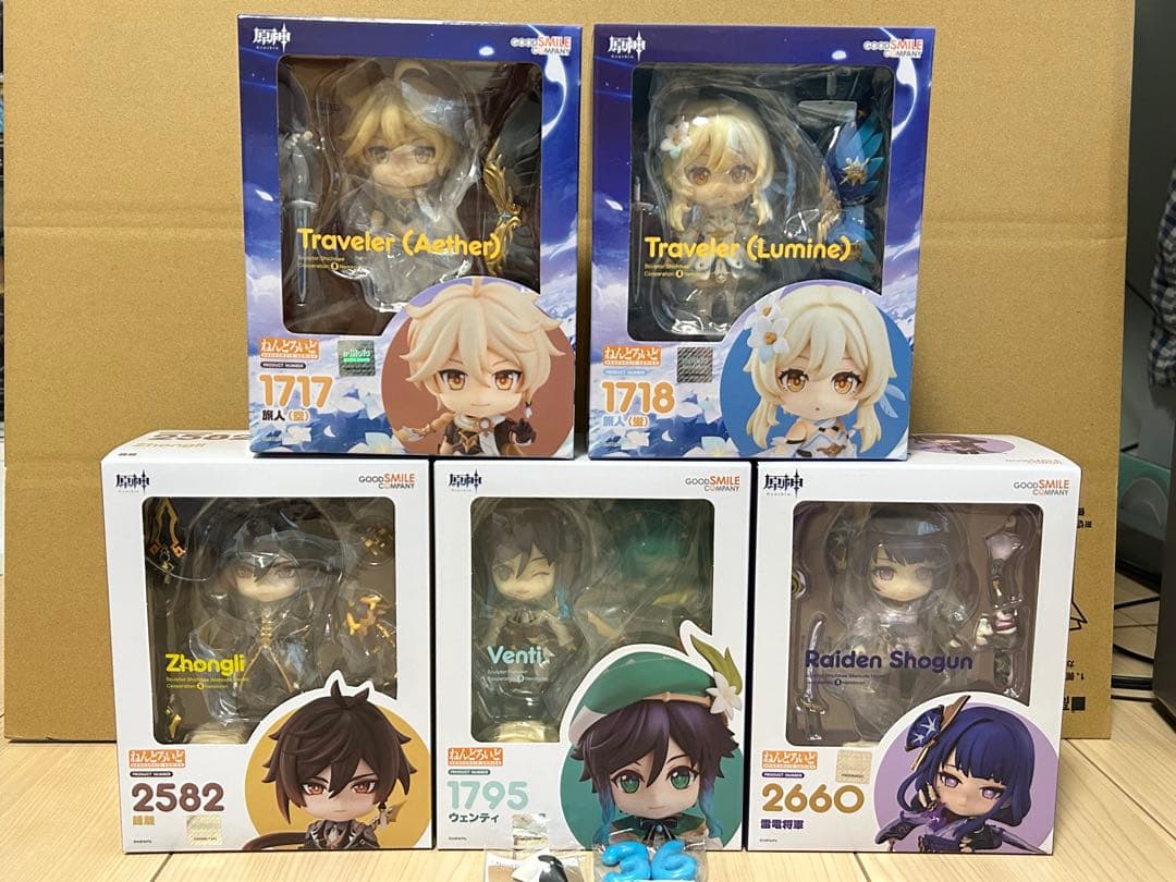 原神 ねんどろいど まとめ売り　 [旅人(空・蛍)、ウェンティ、鍾離、雷電将軍]