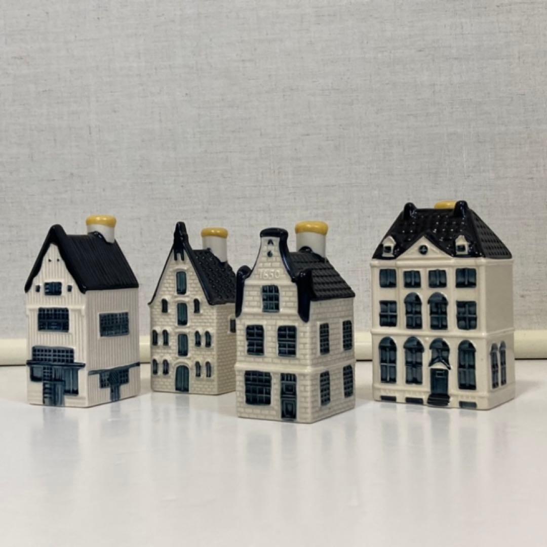 KLM オランダ航空 デルフトブルー ミニチュアハウス 家 陶器 4点 美品