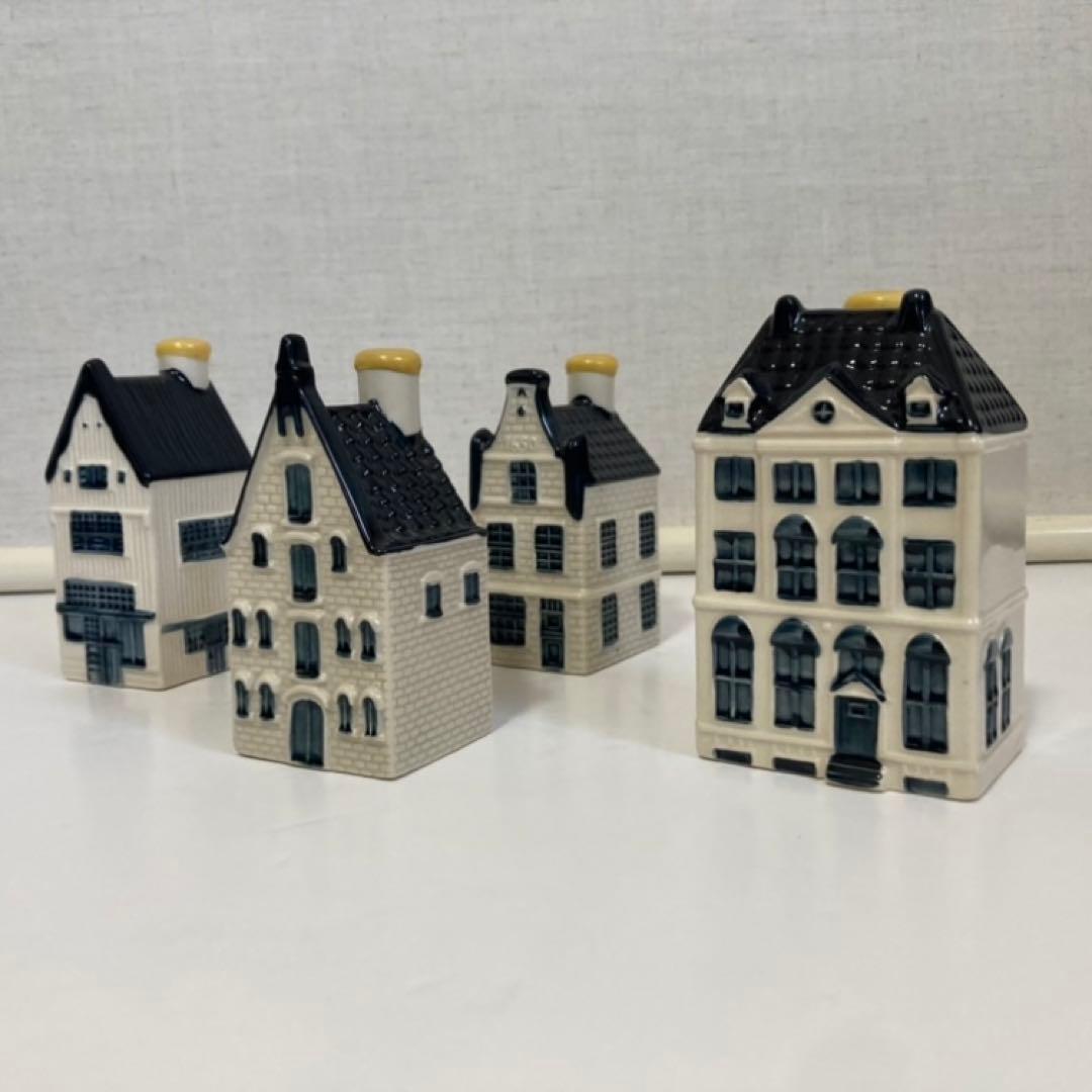 KLM オランダ航空 デルフトブルー ミニチュアハウス 家 陶器 4点 美品