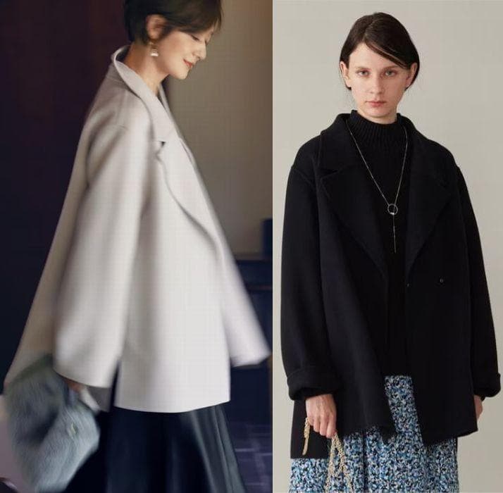 5.5万♡自由区　富岡佳子さん着♡ウールリバーショートコート38♡ブラック 5.5万♡自由区 富岡佳子さん着♡ウールリバーショートコート38