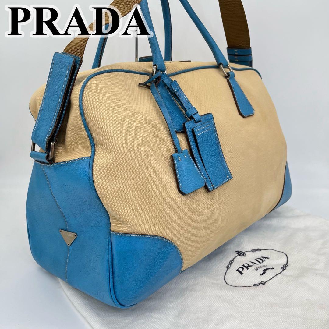 プラダ ボストンバッグ ショルダーバッグ 2way 三角ロゴ チャーム付 大容量