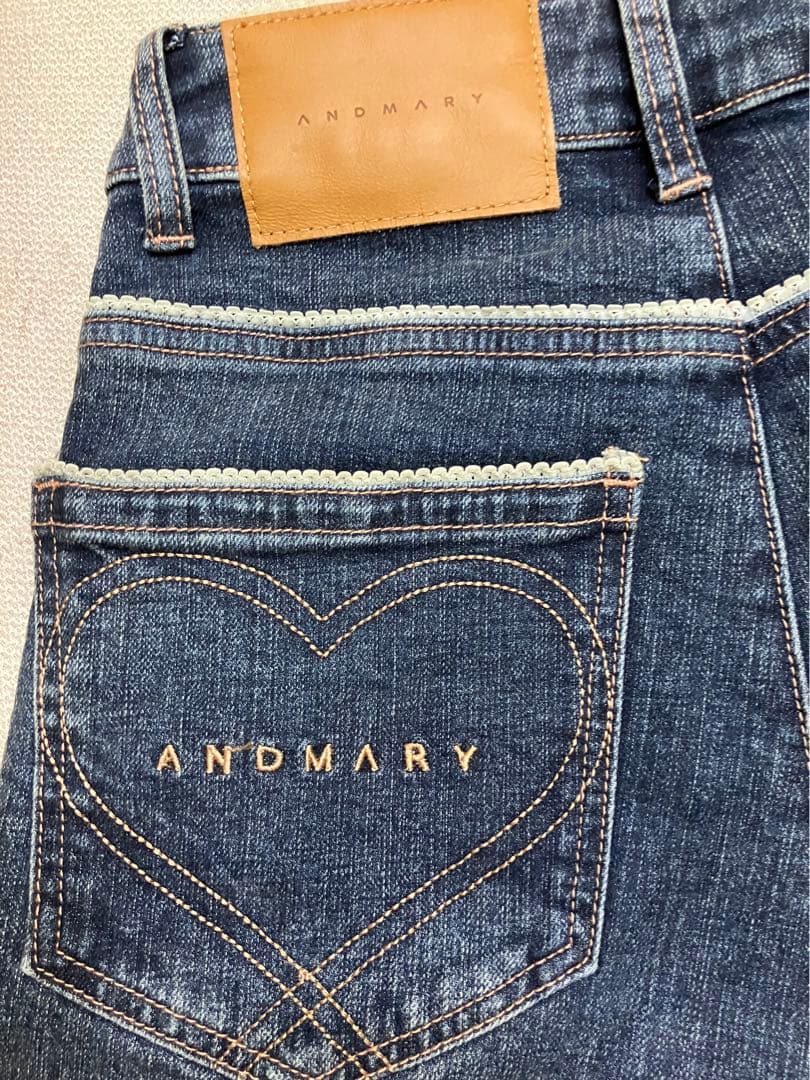 andmary Heart stitch denim navy blue - パンツ新しい