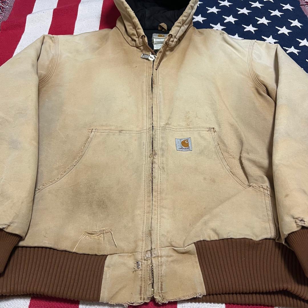 90s Carhartt カーハート ダックアクティブジャケット ベージュ ボロ