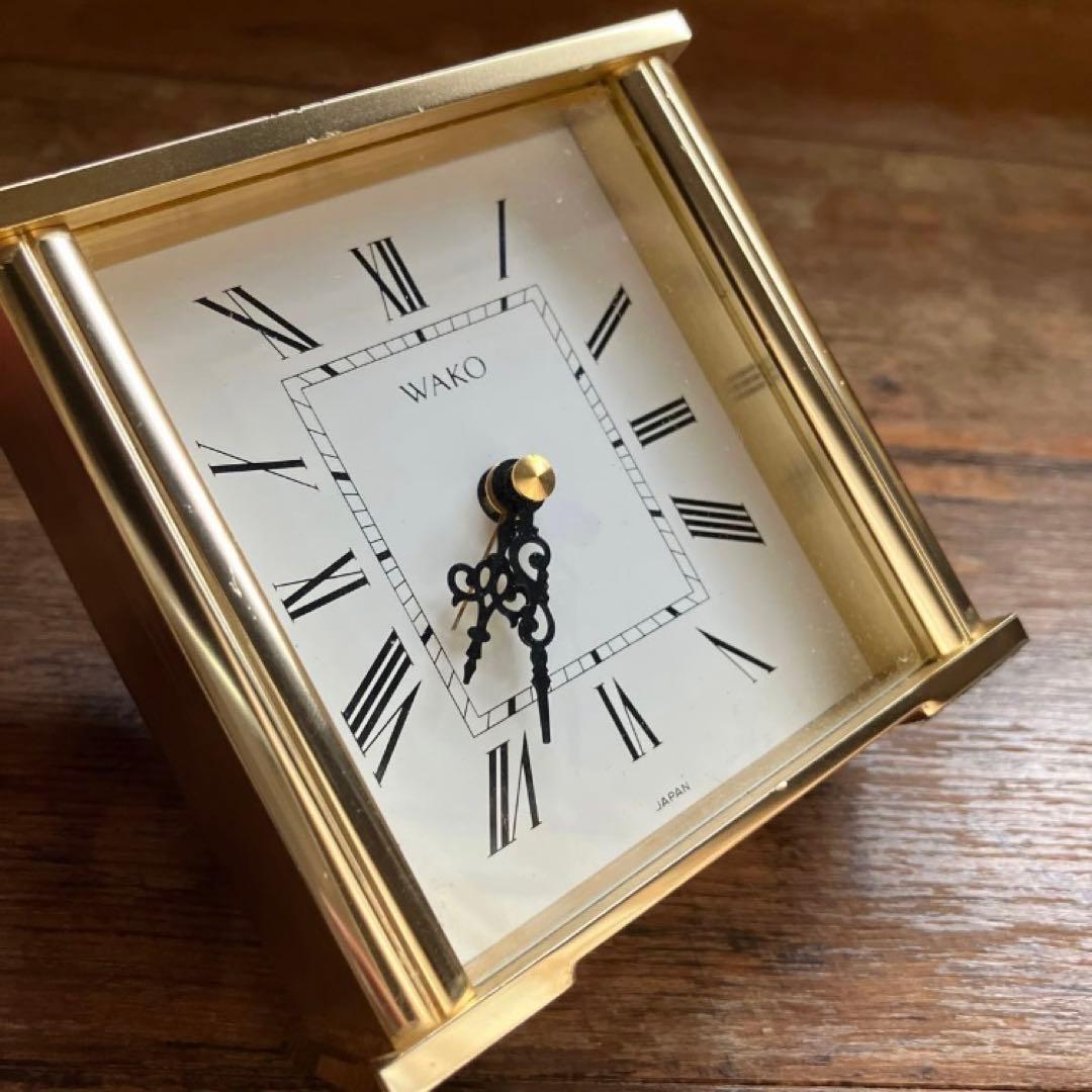 昭和レトロ 時計 置き時計 銀座 和光 WAKO 金 小さめ アナログ