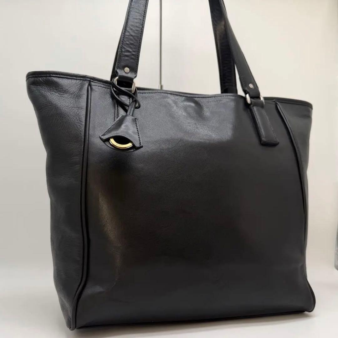 美品　アニアリ　アンティークレザートートバッグ　逆台形　A4サイズ可能　ブラック