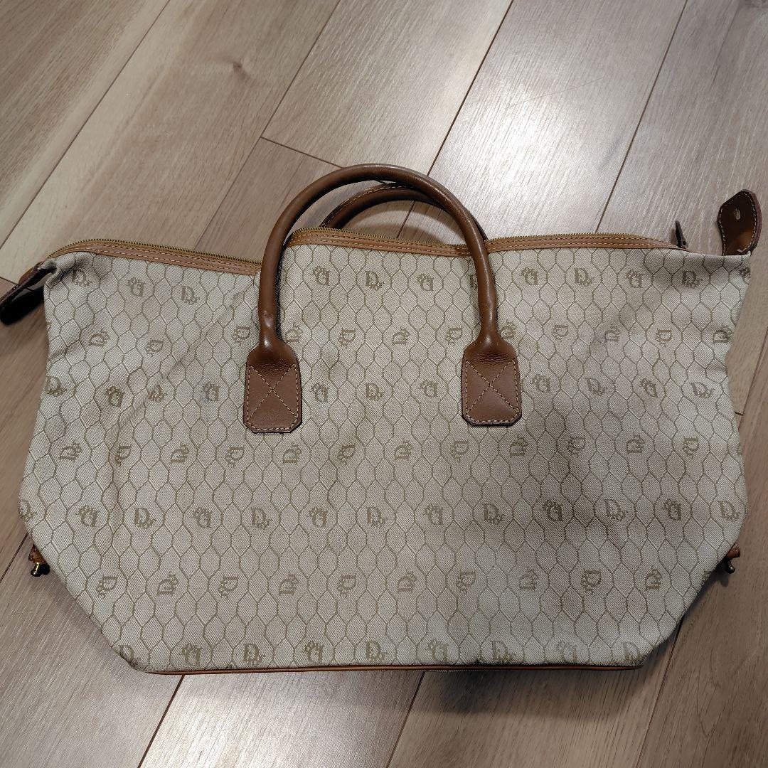Christian Dior　ベージュ ロゴ入り ボストンバッグ