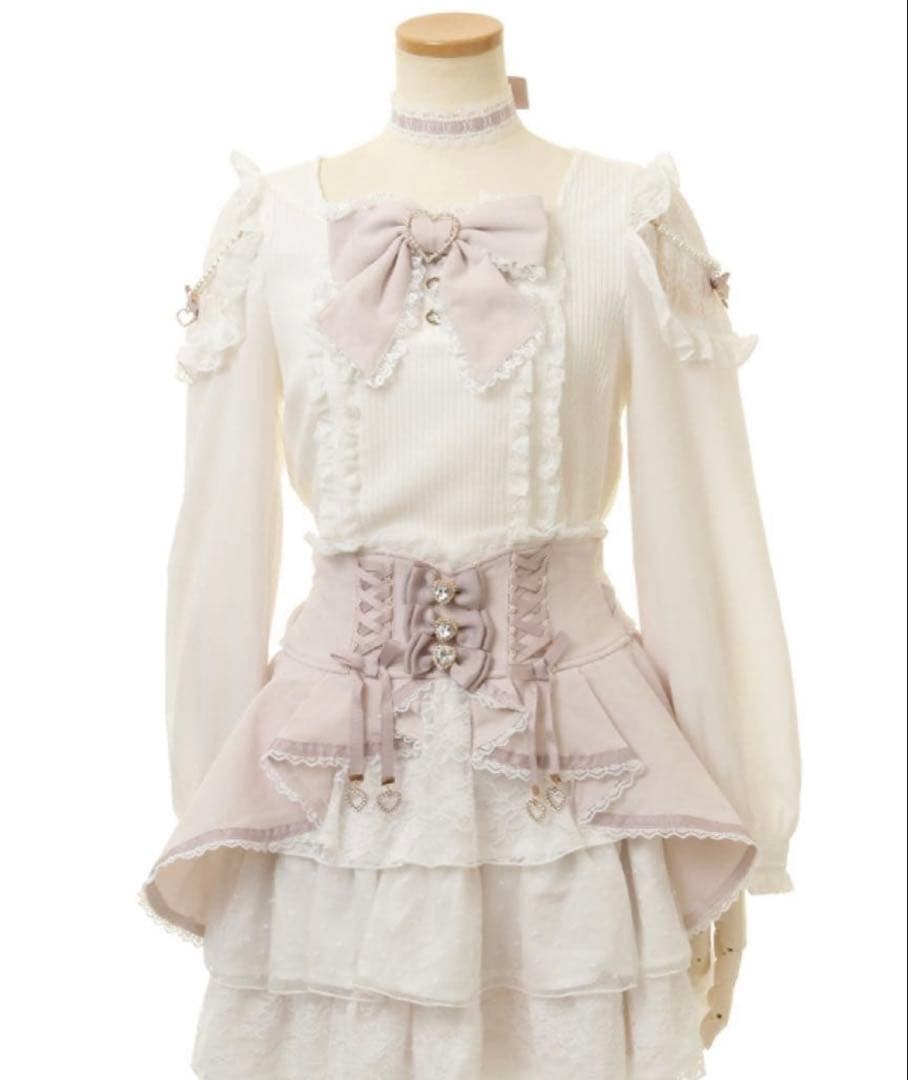 リズリサ クロスレースリボンカットトップス ピンク