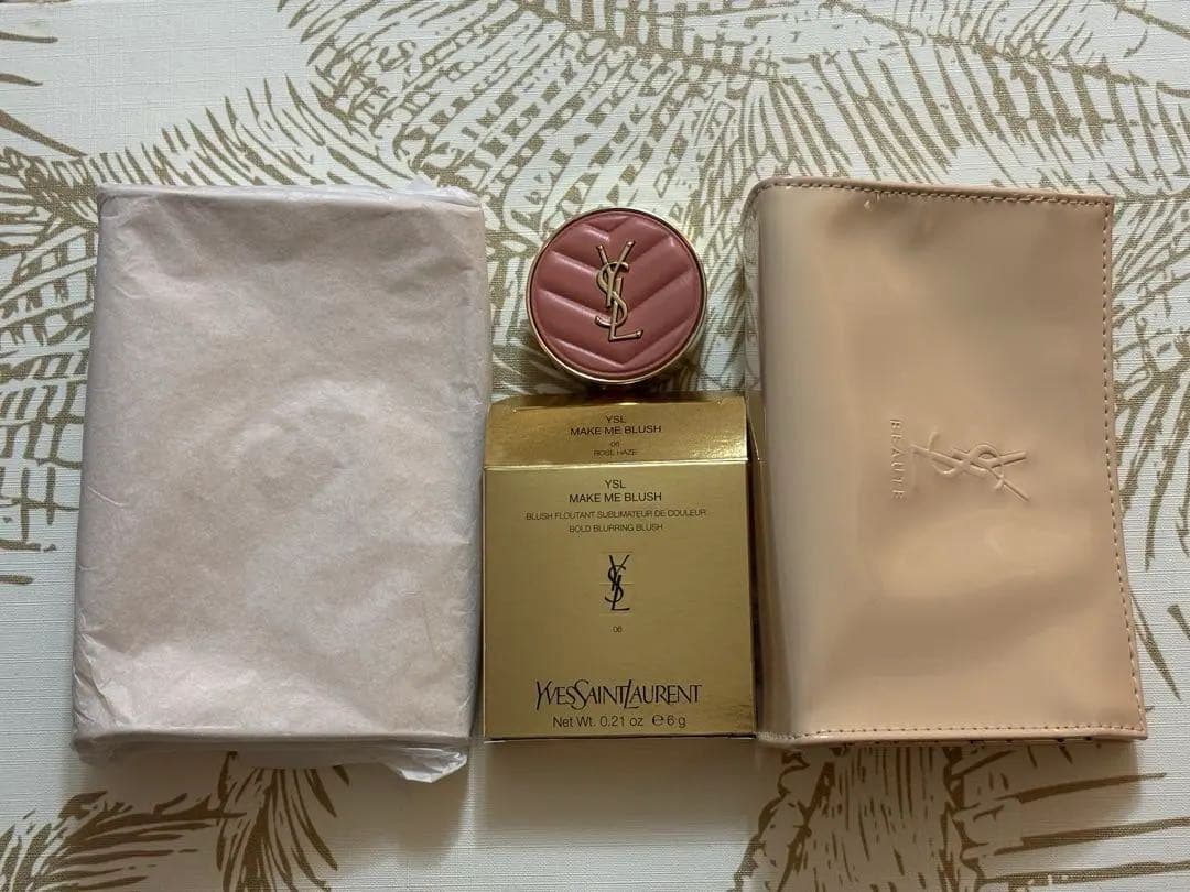 YSL 2点　メイクミーブラッシュ　06 ローズヘイズ　エナメルポーチ