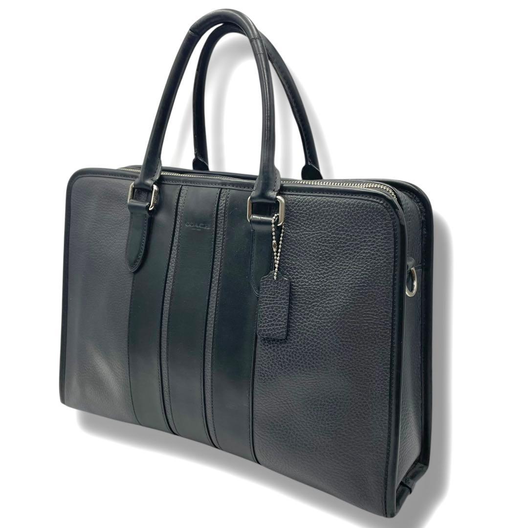 極美品✨COACH ブリーフケース ビジネスバッグ A4 レザー　バイカラー 黒