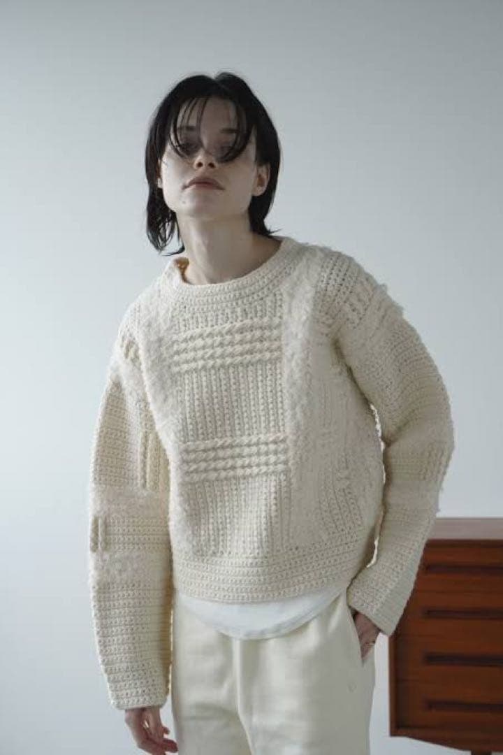 CLANE クラネ WIDE CHECK HAND KNIT ニットセーター