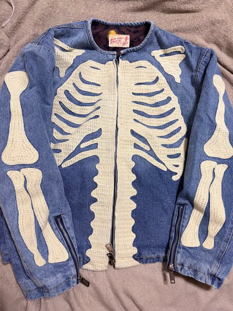 90s MOTO KROSS スケルトン スカジャン デニムジャケット Gジャン