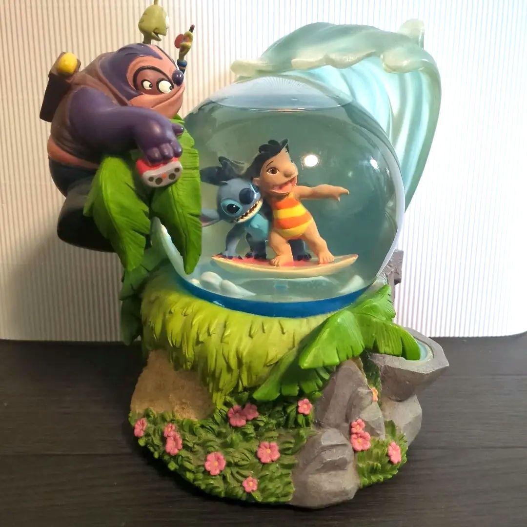 リロ＆スティッチ スノードーム スノーグローブ オルゴール付 サーフィン　希少
