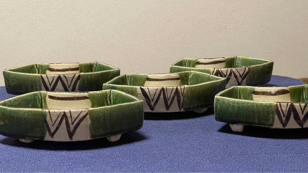 織部 扇面 向付 5客 瀧口喜兵爾 作 箱無し 未使用 - メルカリ