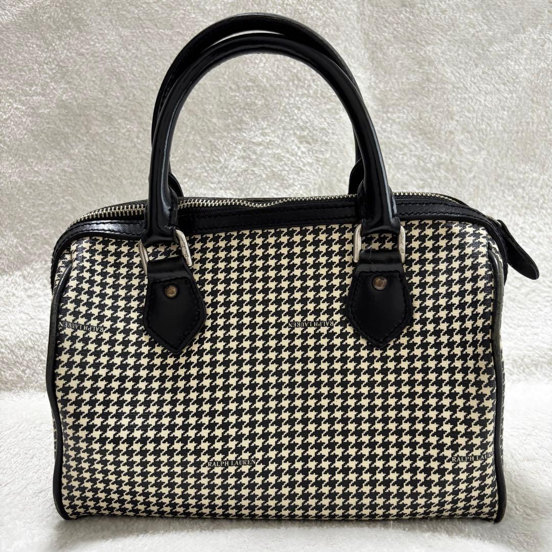 ラルフローレン 千鳥格子柄 ミニボストンバッグ ヴィンテージ PVC