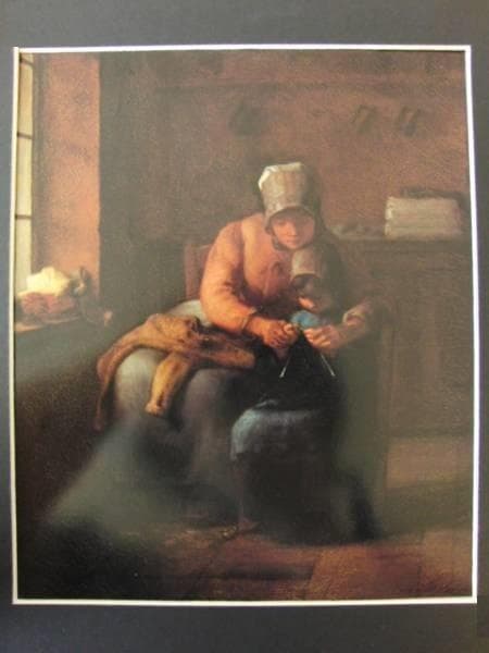 ジャン=フランソワ・ミレー、編み物の練習、希少画集画、新品額装装付