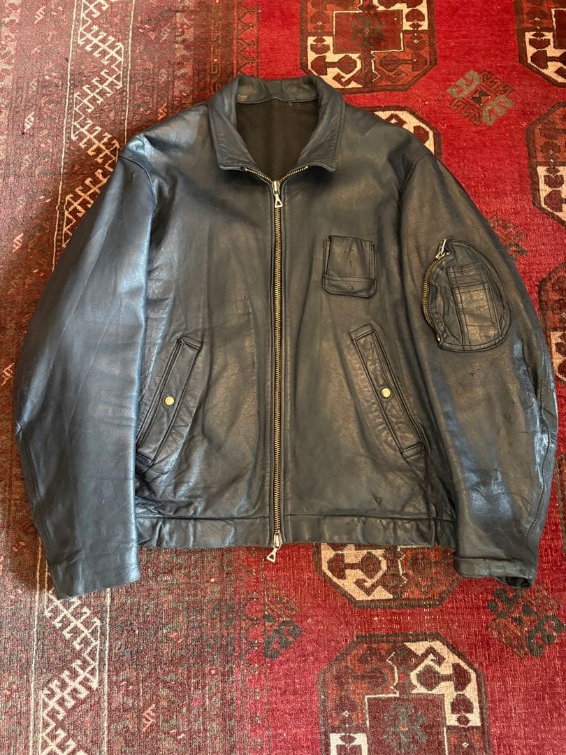 70sフランス軍 パイロットジャケット レザー 官給品