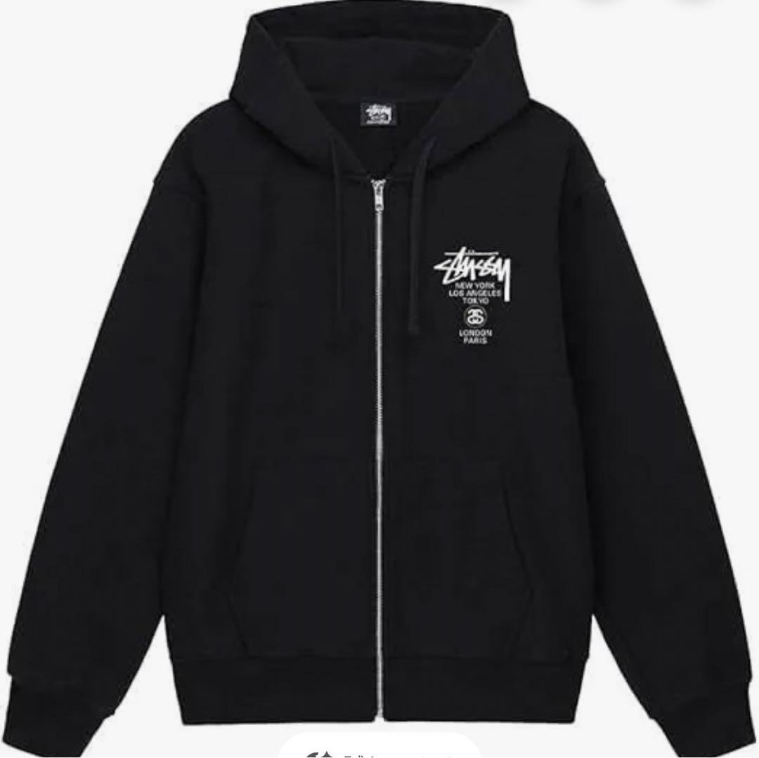 STUSSY　ジップパーカー S ブラック