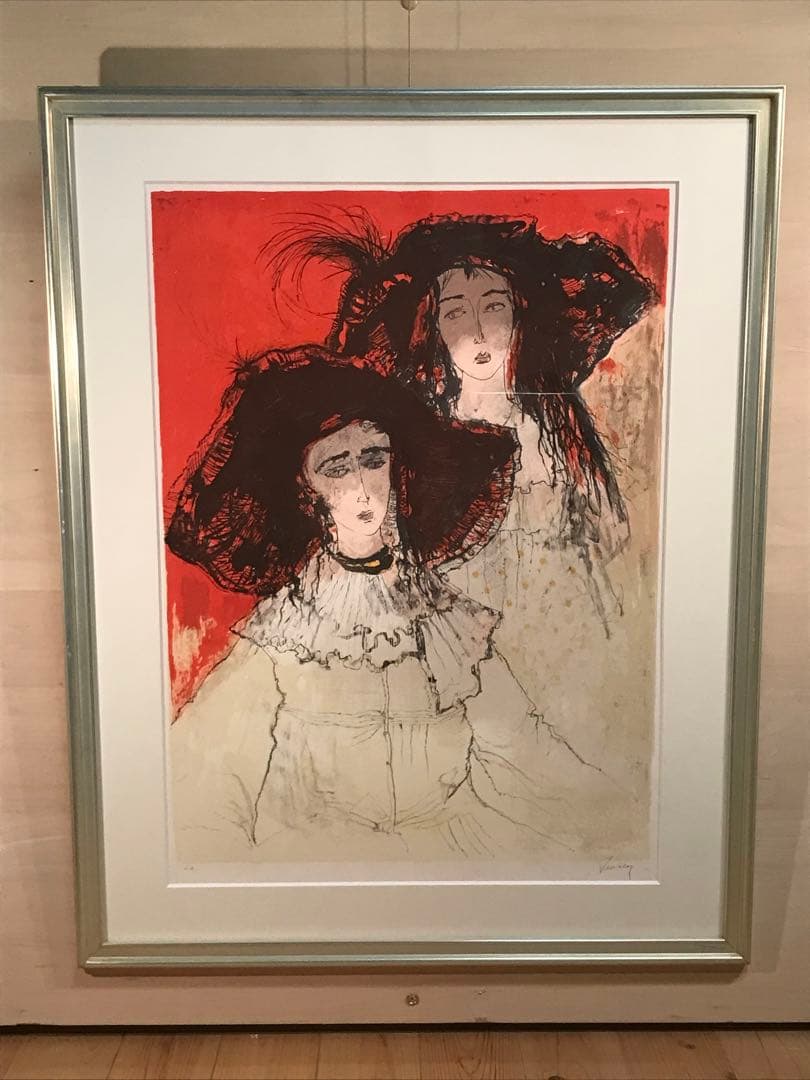 ジャンセン　「カプリーヌ」　リトグラフ　直筆サイン・エディション有り 人物画 絵画 リトグラフ 版画 ジャン・ジャンセン 「カプリーヌ」 額