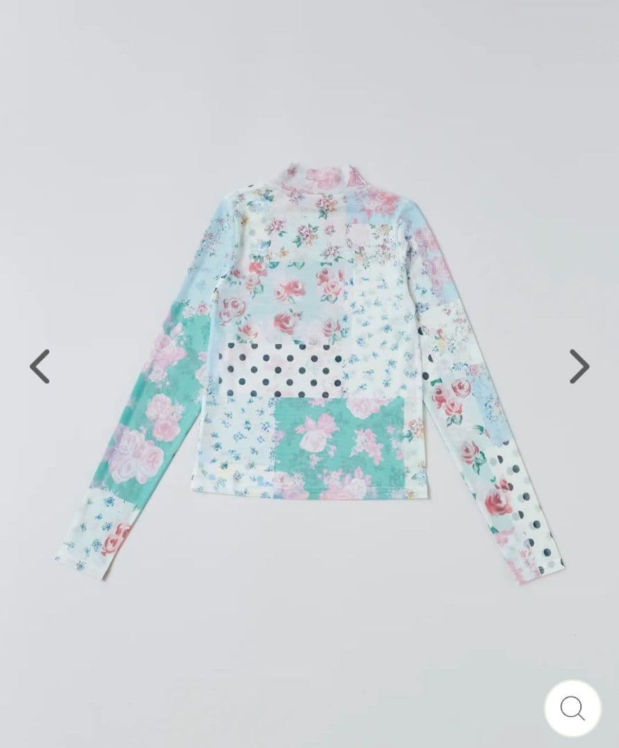 ノスタルジックパッチワークシースルートップス(ハイネックトップス