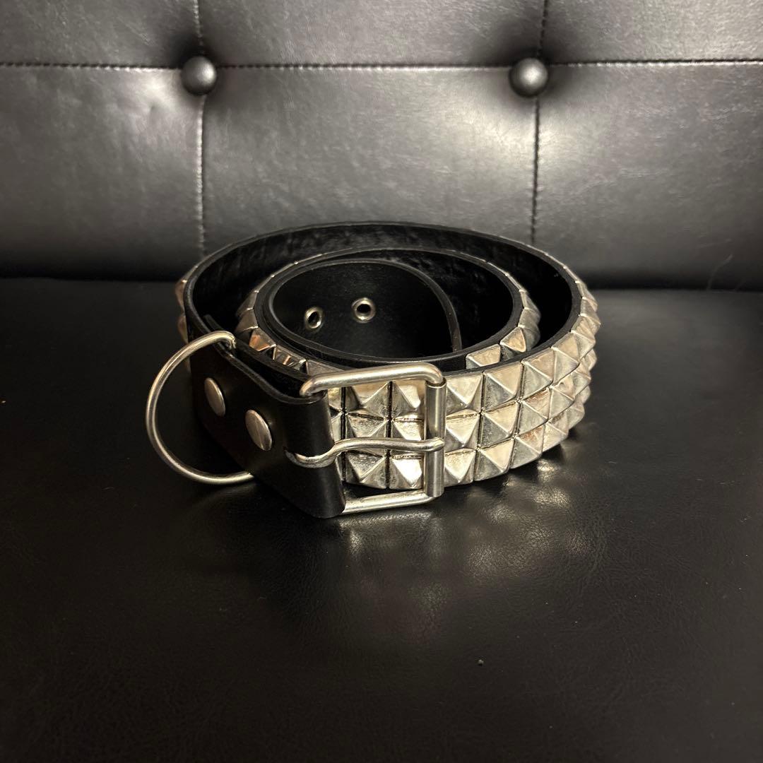 美品！666 スタッズベルト 3連ピラミッド