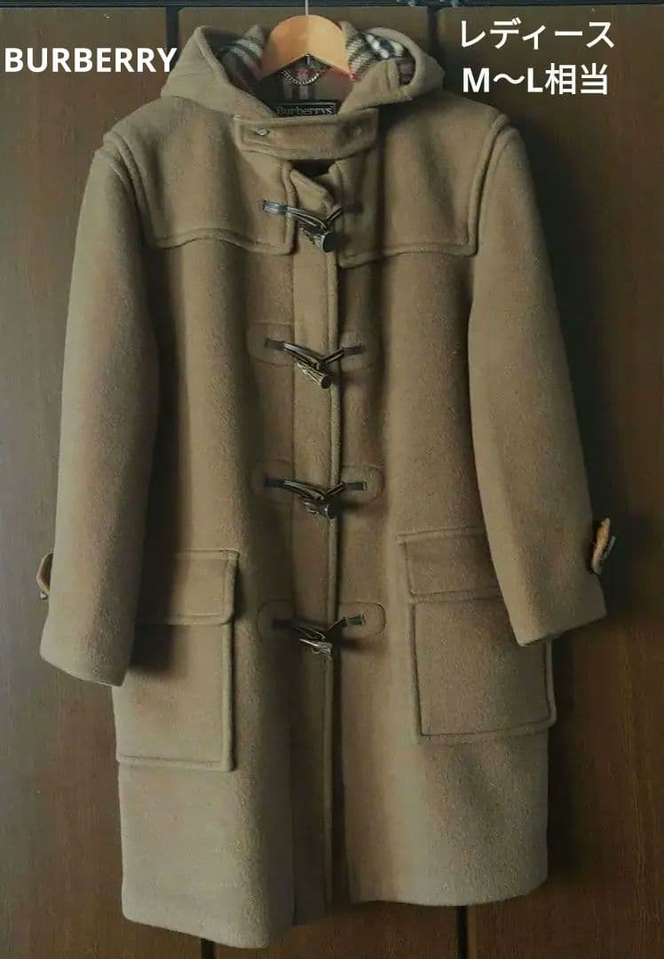 バーバリーロンドン ダッフルコート ノバチェック ウール ベージュ 英国製