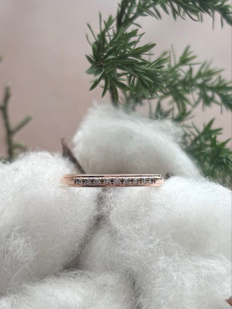 4°C K10ピンクゴールド　ダイヤモンドリング　約7号