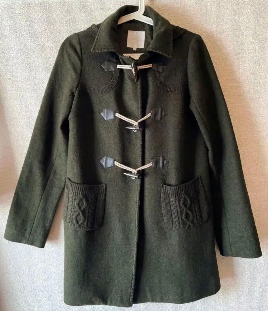 美品＊組曲KUMIKYOKU 毛100%モスグリーン ダッフルコート Lサイズ