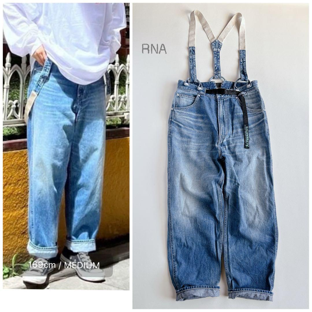 RNA ⿻ サスペンダー ワークパンツ デニム カジュアル ルーズ ベルト付き RNA ⿻ サスペンダー ワークパンツ デニム カジュアル ルーズ ベルト