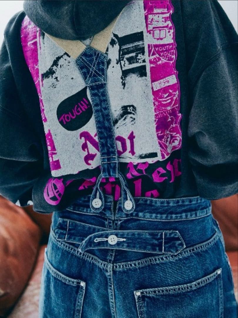 RNA ⿻ サスペンダー ワークパンツ デニム カジュアル ルーズ ベルト