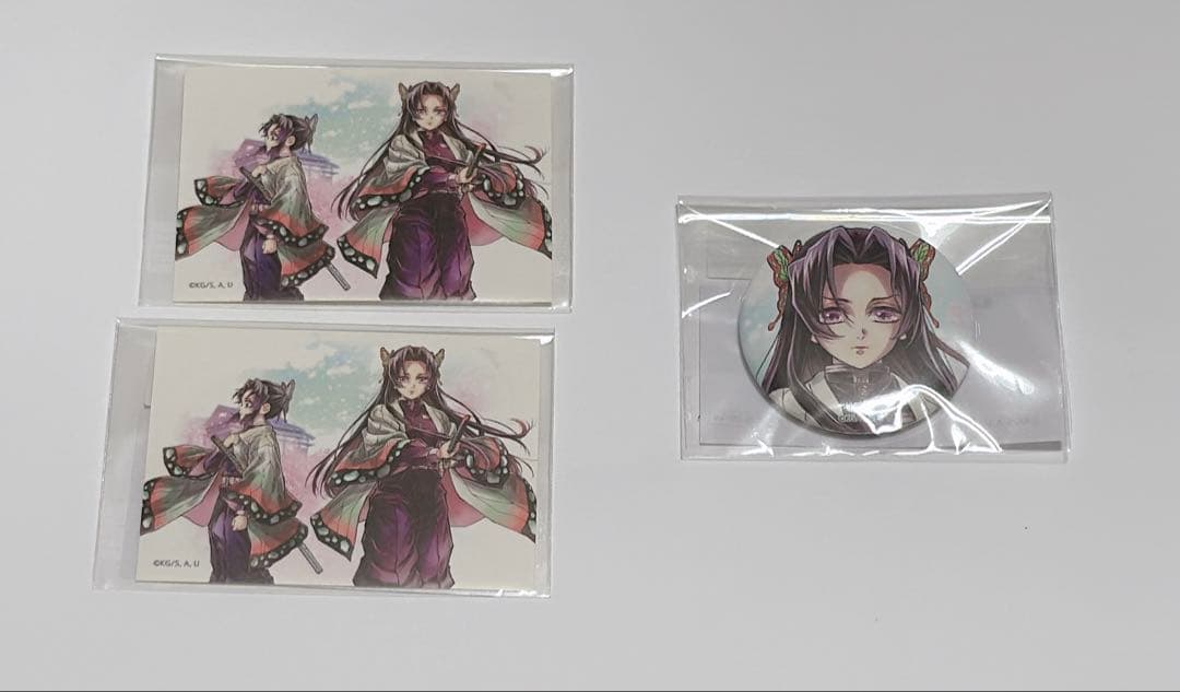 鬼滅の刃 繋ぐ WEBSHOP くじ しのぶとカナエ ステッカー 缶バッジ