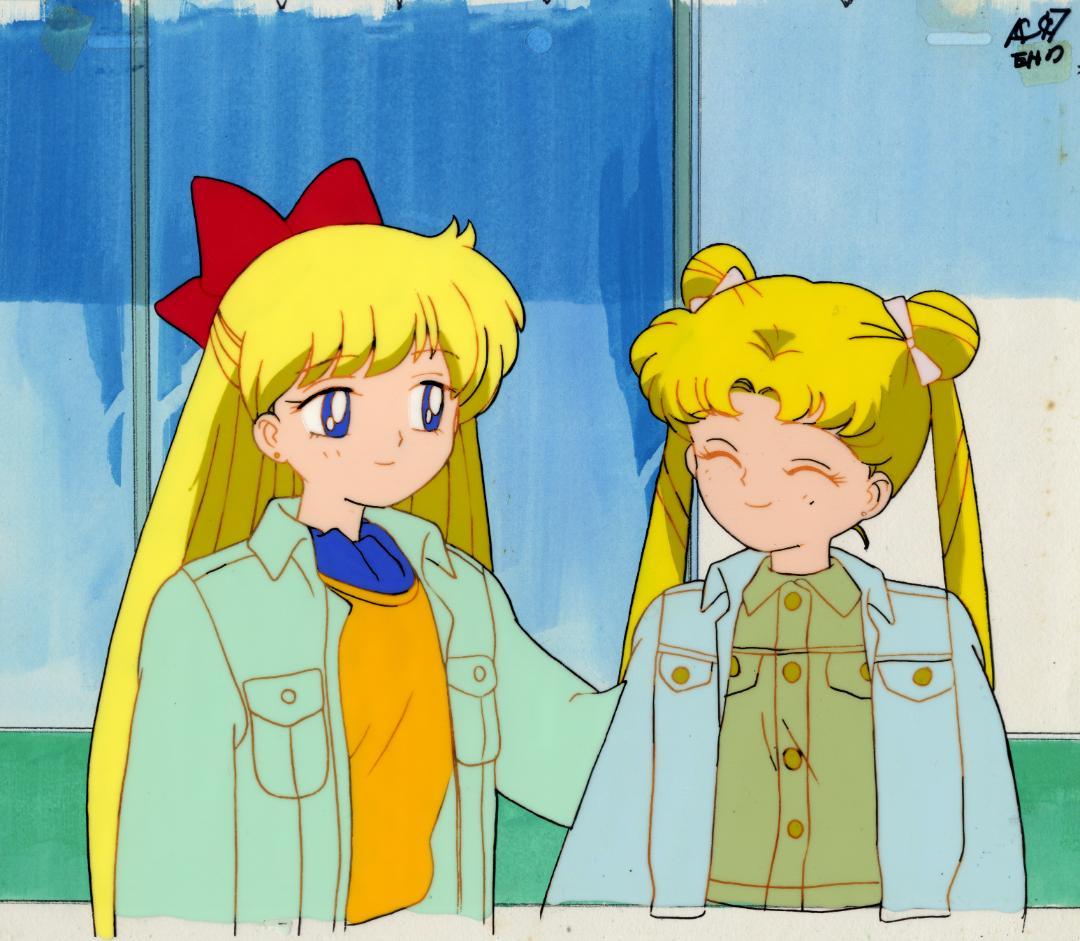 美少女戦士セーラームーン 美奈子 うさぎ セル画 P*L様 w101 美少女戦士セーラームーンセル画【うさぎと美奈子】背景