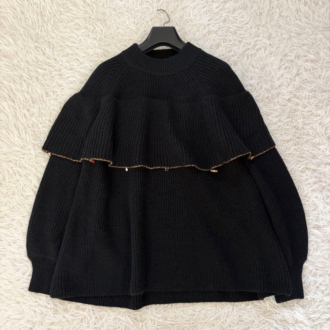 新品未使用 ビアズリー 25AW オーナメントフリルニット ブラック