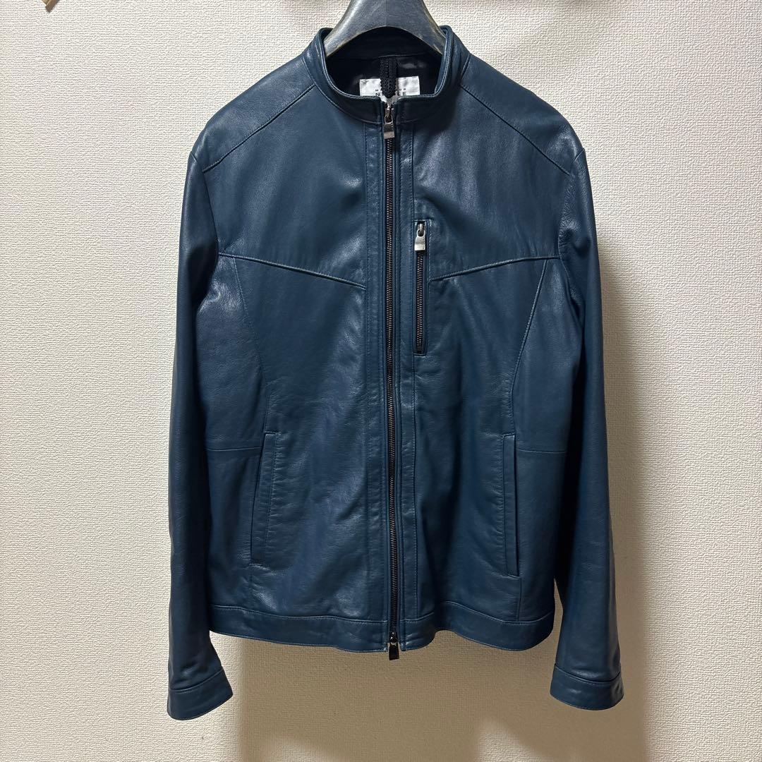 Monsieur Nicole ダークブルーレザージャケット サイズ48